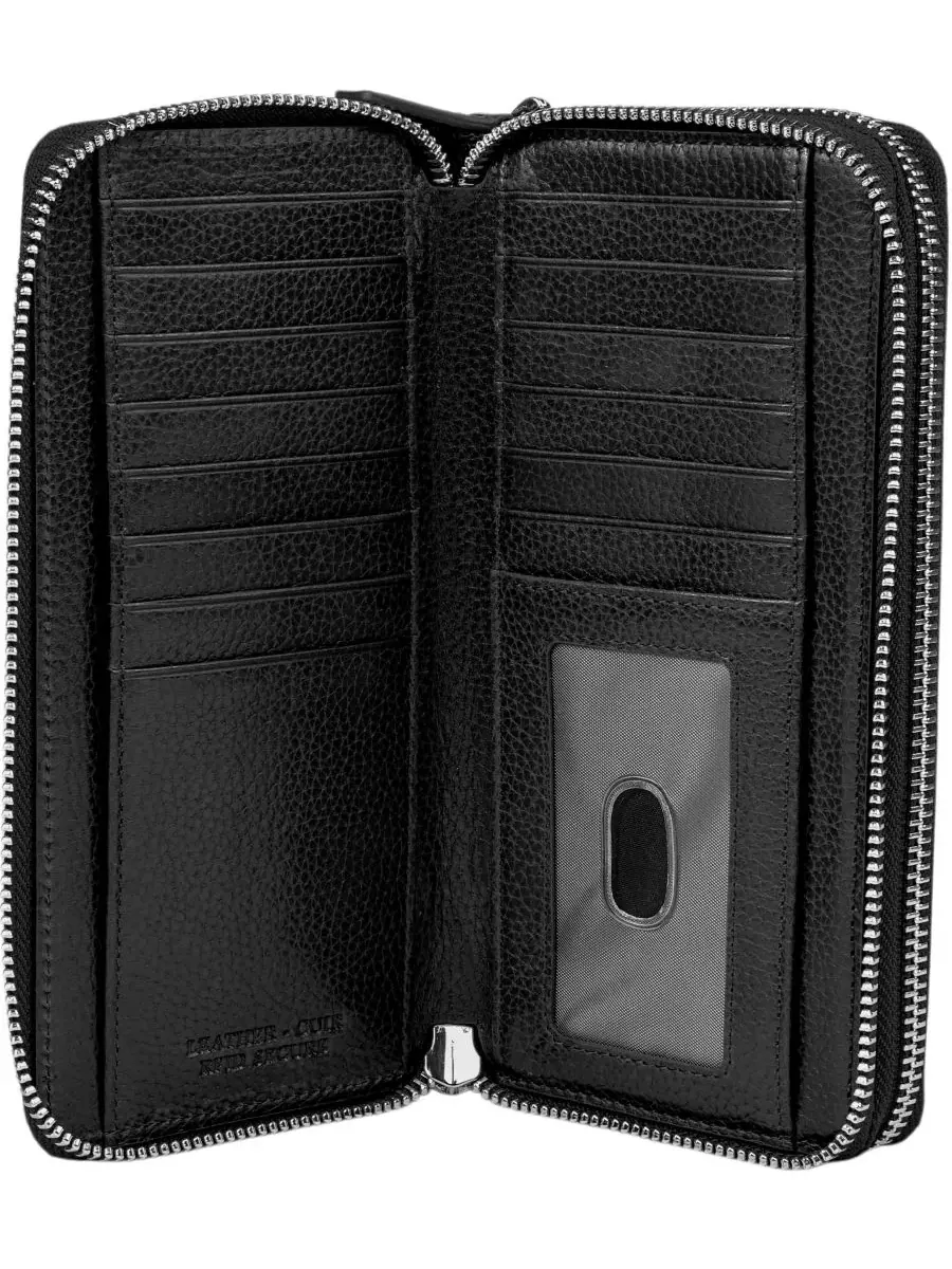 Кошелек Fifth Avenue с двойной молнией и защитой от RFID Mancini — изображение 6 из 7, черный
