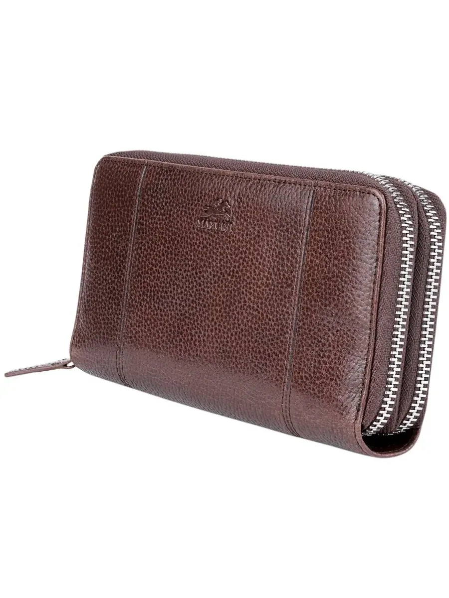 Кошелек Fifth Avenue с двойной молнией и защитой от RFID Mancini — изображение 3 из 7, коричневый