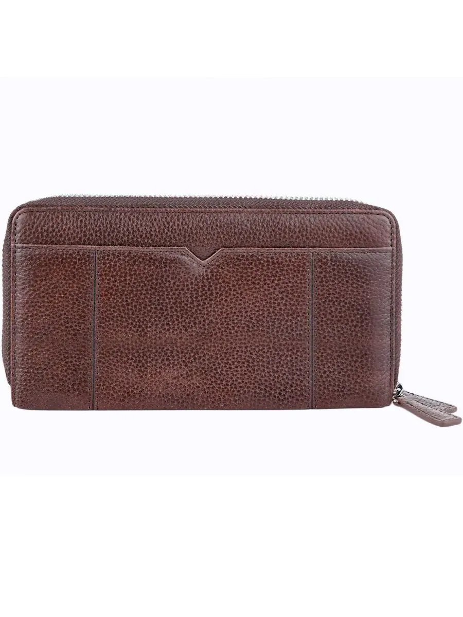 Кошелек Fifth Avenue с двойной молнией и защитой от RFID Mancini — изображение 4 из 7, коричневый
