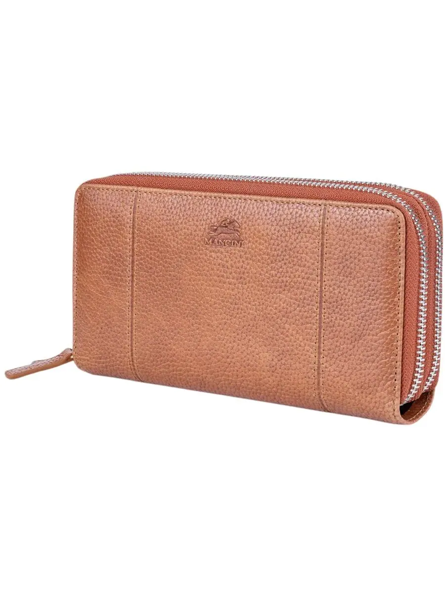 Кошелек Fifth Avenue с двойной молнией и защитой от RFID Mancini — изображение 3 из 7, верблюжий