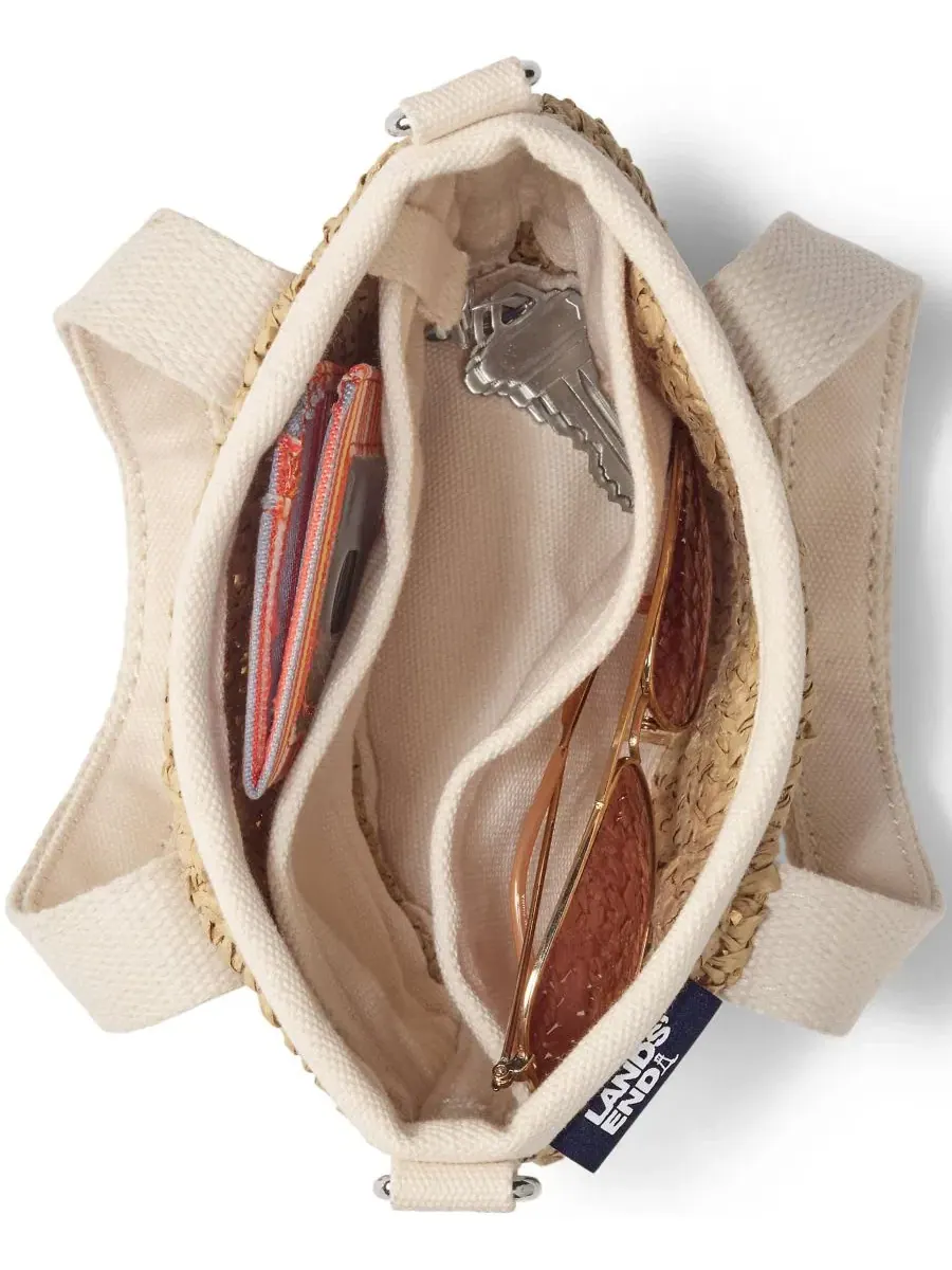 Сумка-шопер из хлопкового канваса Mini Raffia Open Top Canvas Tote Lands' End — изображение 2 из 4, прозрачный