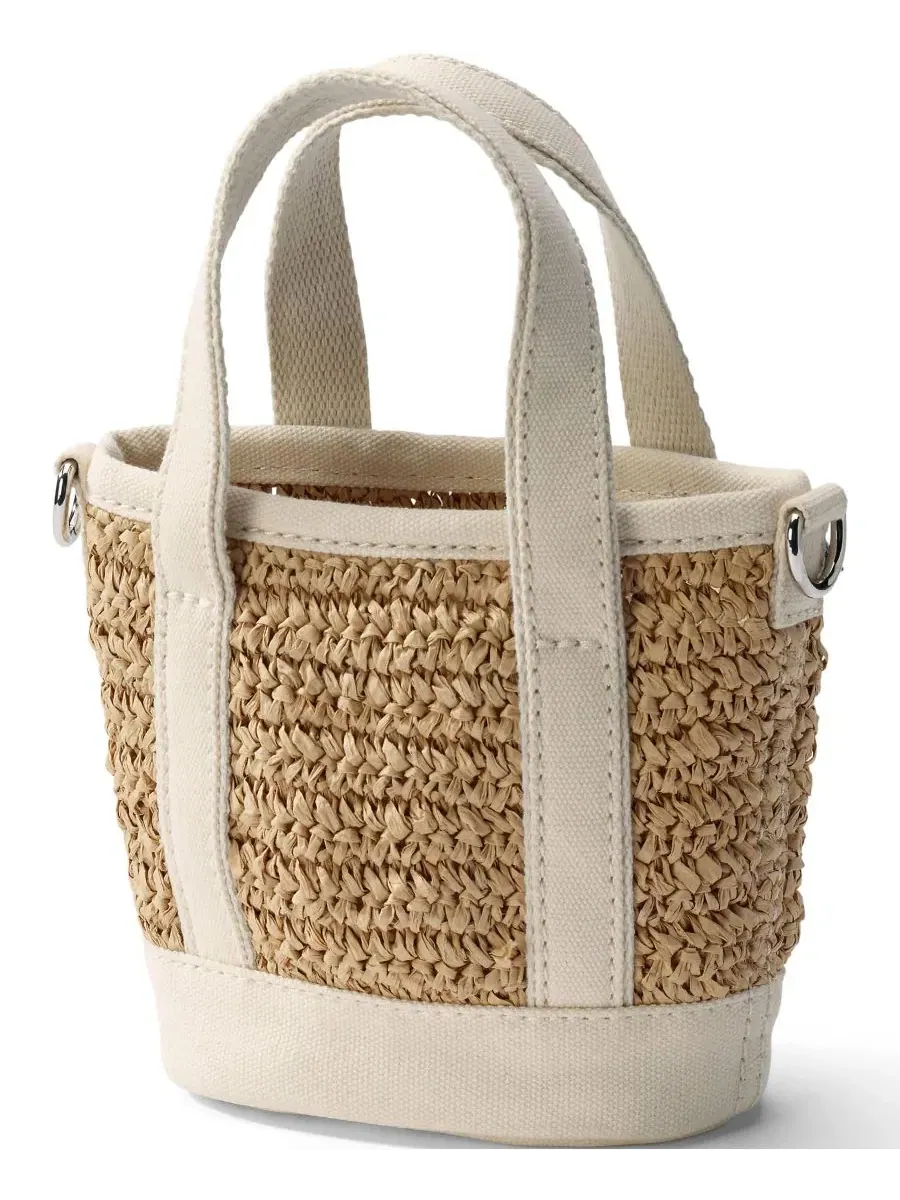 Сумка-шопер из хлопкового канваса Mini Raffia Open Top Canvas Tote Lands' End — изображение 3 из 4, прозрачный