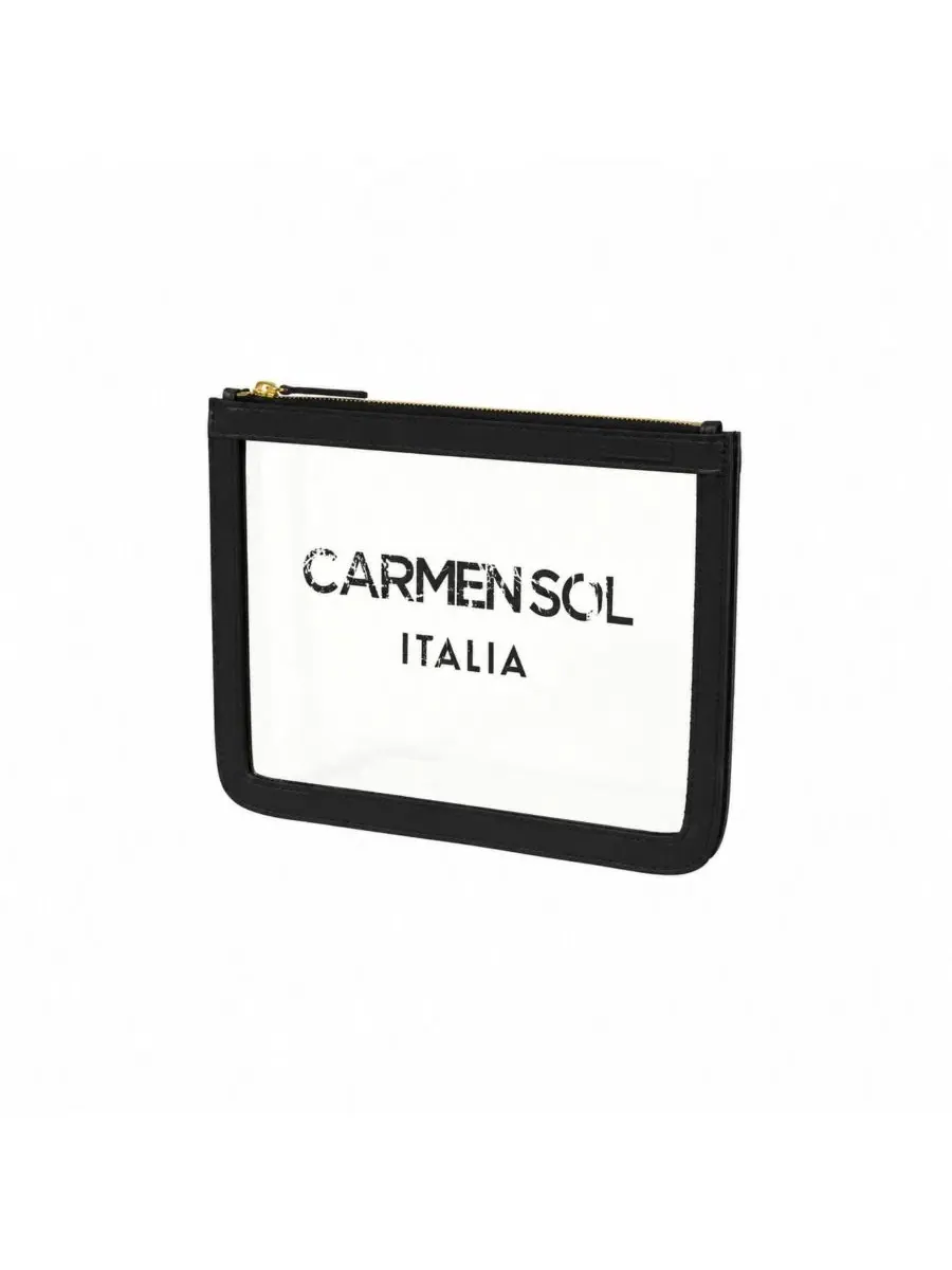 Прозрачный клатч Firenze из ПВХ с кожзамом, бренд CARMEN SOL — изображение 2 из 5, черный