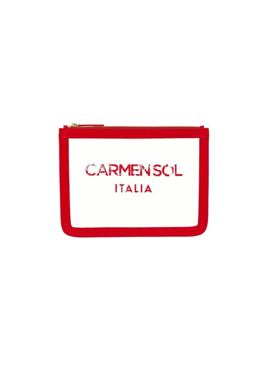 Прозрачный клатч Firenze из ПВХ с цветной отделкой, модель Firenze, бренд CARMEN SOL — изображение 1 из 4, красный