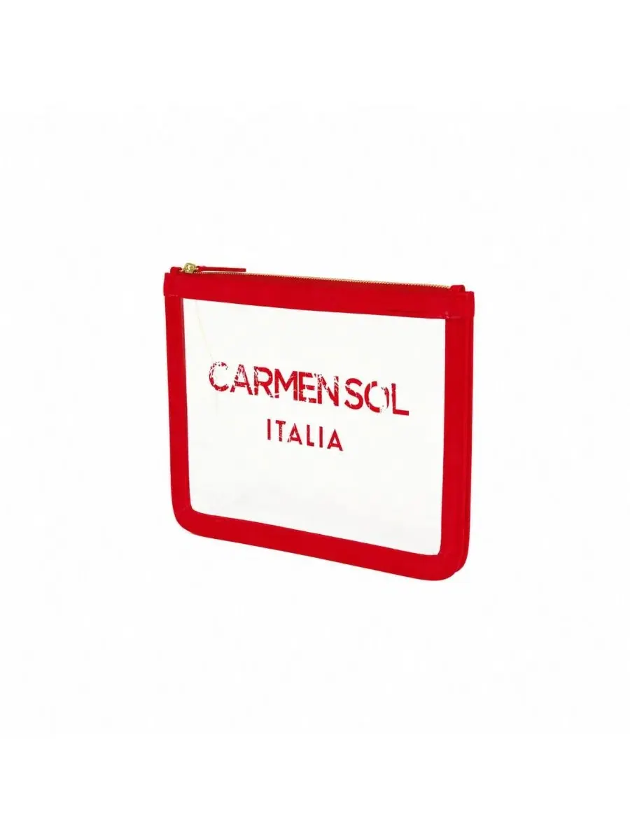Прозрачный клатч Firenze из ПВХ с цветной отделкой, модель Firenze, бренд CARMEN SOL — изображение 2 из 4, красный