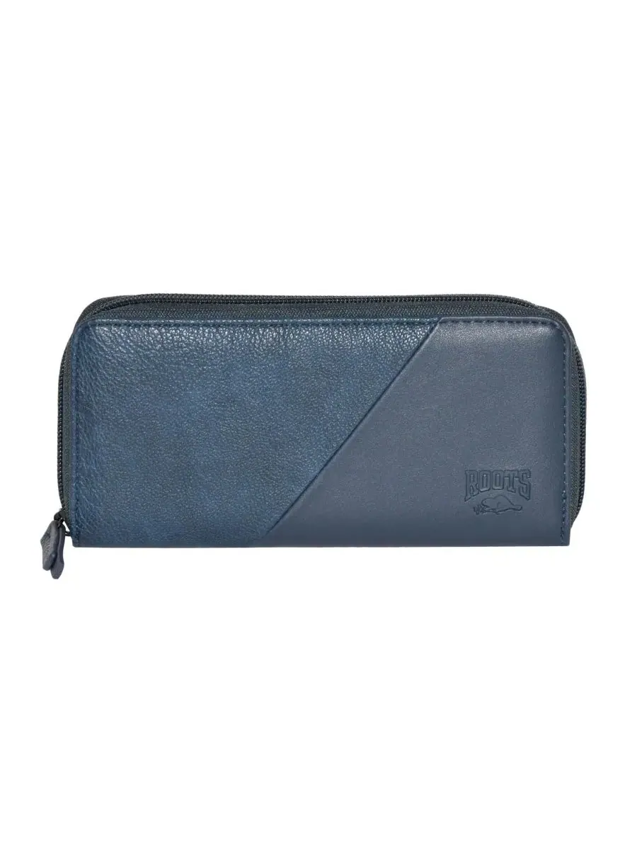 Компактный кошелек с застежкой-молнией Everglade Collection Slim Zipper Round Wallet Roots — синий
