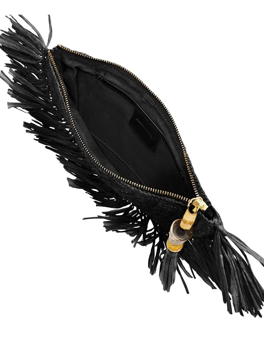 Клатч Lucia Mini из рафии с бахромой Rebecca Minkoff — изображение 3 из 3, черный