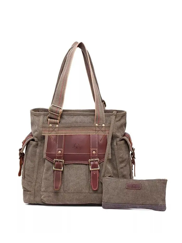 Женская сумка-тоут Turtle Ridge Canvas TSD BRAND — изображение 1 из 14, оливковый