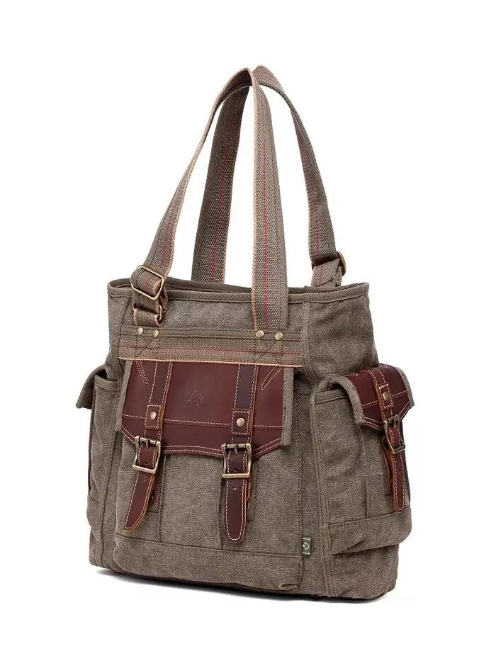Женская сумка-тоут Turtle Ridge Canvas TSD BRAND — изображение 11 из 14, оливковый