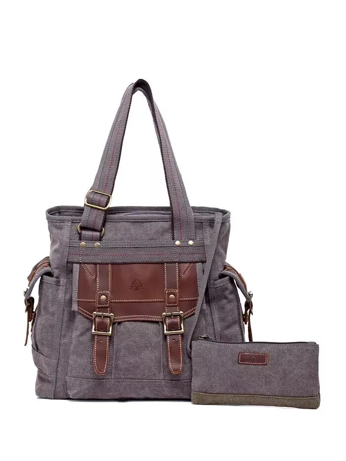 Женская сумка-тоут Turtle Ridge Canvas TSD BRAND — изображение 1 из 14, серый