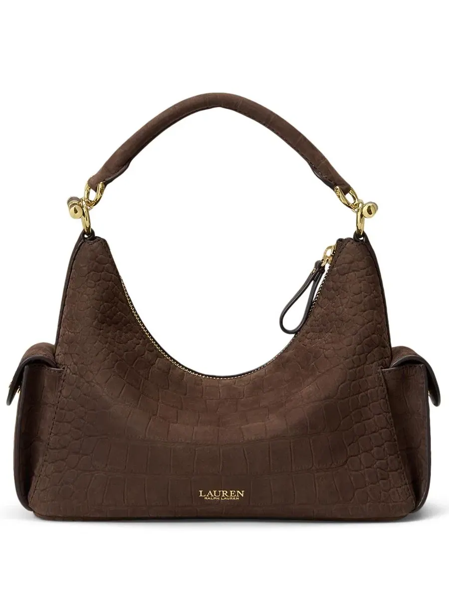 Сумка через плечо Blaike Suede Croc-Embossed Small Shoulder Handbag Lauren Ralph Lauren — изображение 2 из 5, коричневый