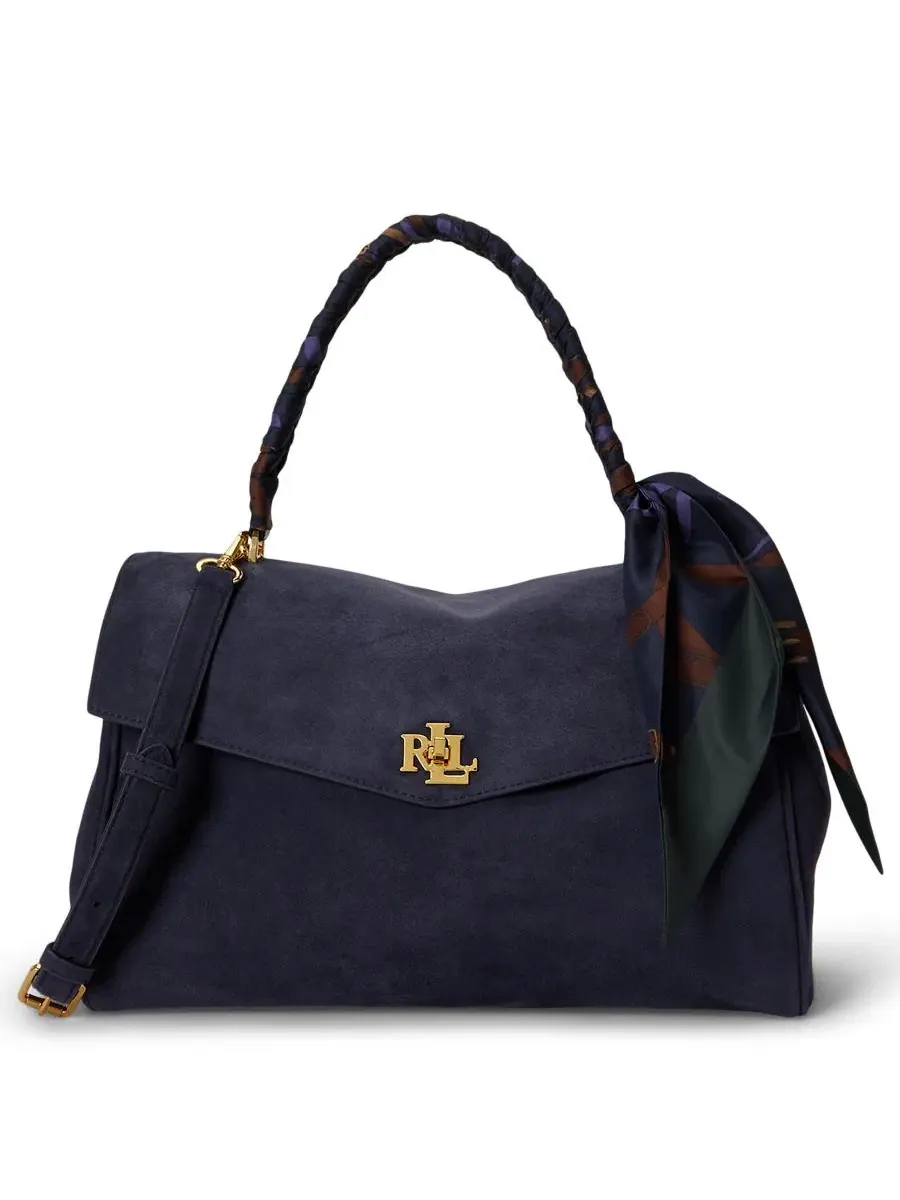 Сумка-шопер из кожи с шарфом Farrah Suede Scarf Trim Medium Soft Satchel Lauren Ralph Lauren