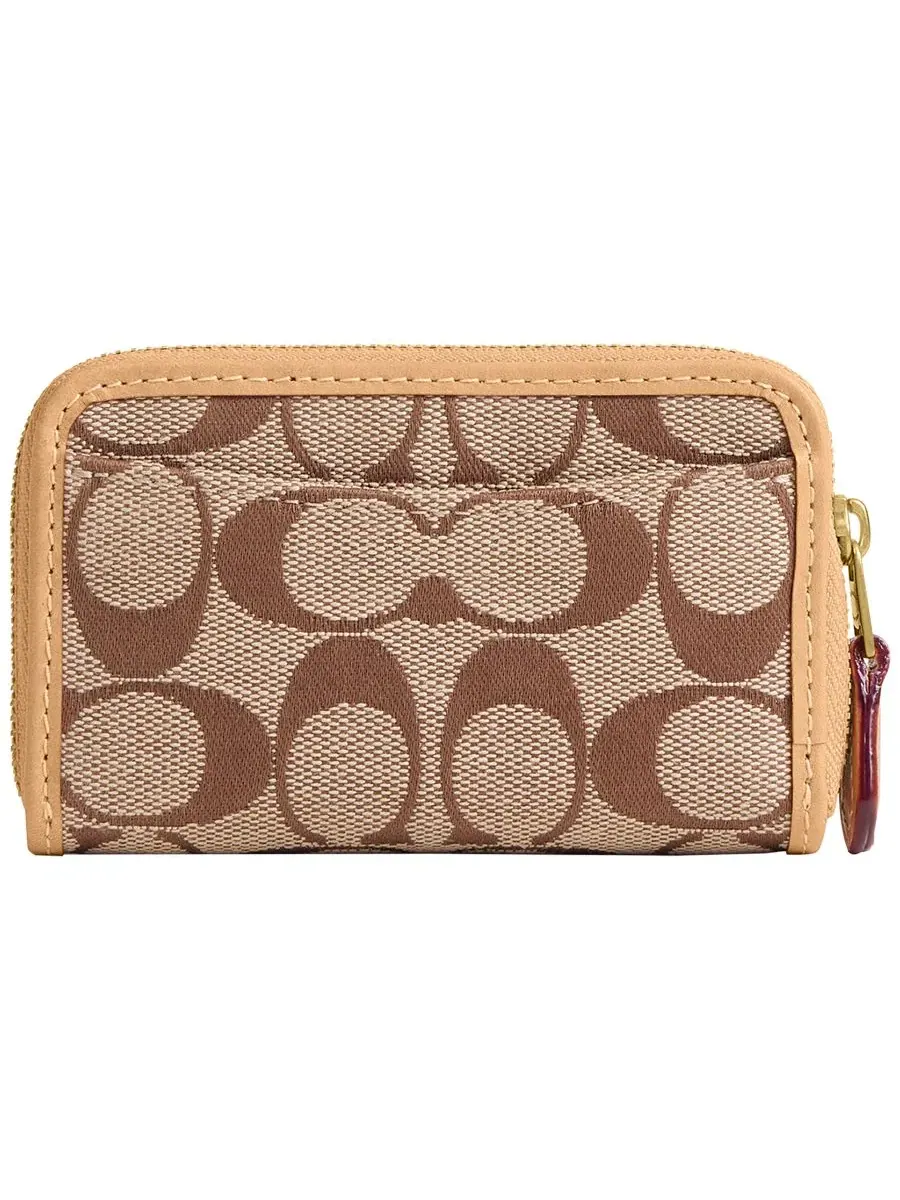 Картхолдер COACH Essential Small Signature Jacquard Zip Around Wallet — изображение 2 из 3, хаки светлый