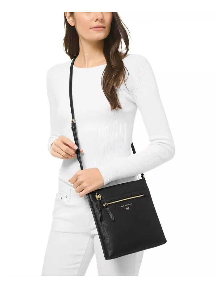 Сумка женская малая тисненая кожа pebble Michael Kors Jet Set Charm NS Flat Crossbody — изображение 2 из 5, черный