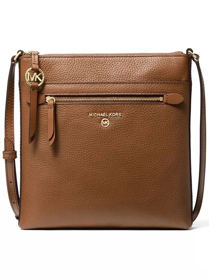 Сумка женская малая тисненая кожа pebble Michael Kors Jet Set Charm NS Flat Crossbody — изображение 1 из 5, коричневый