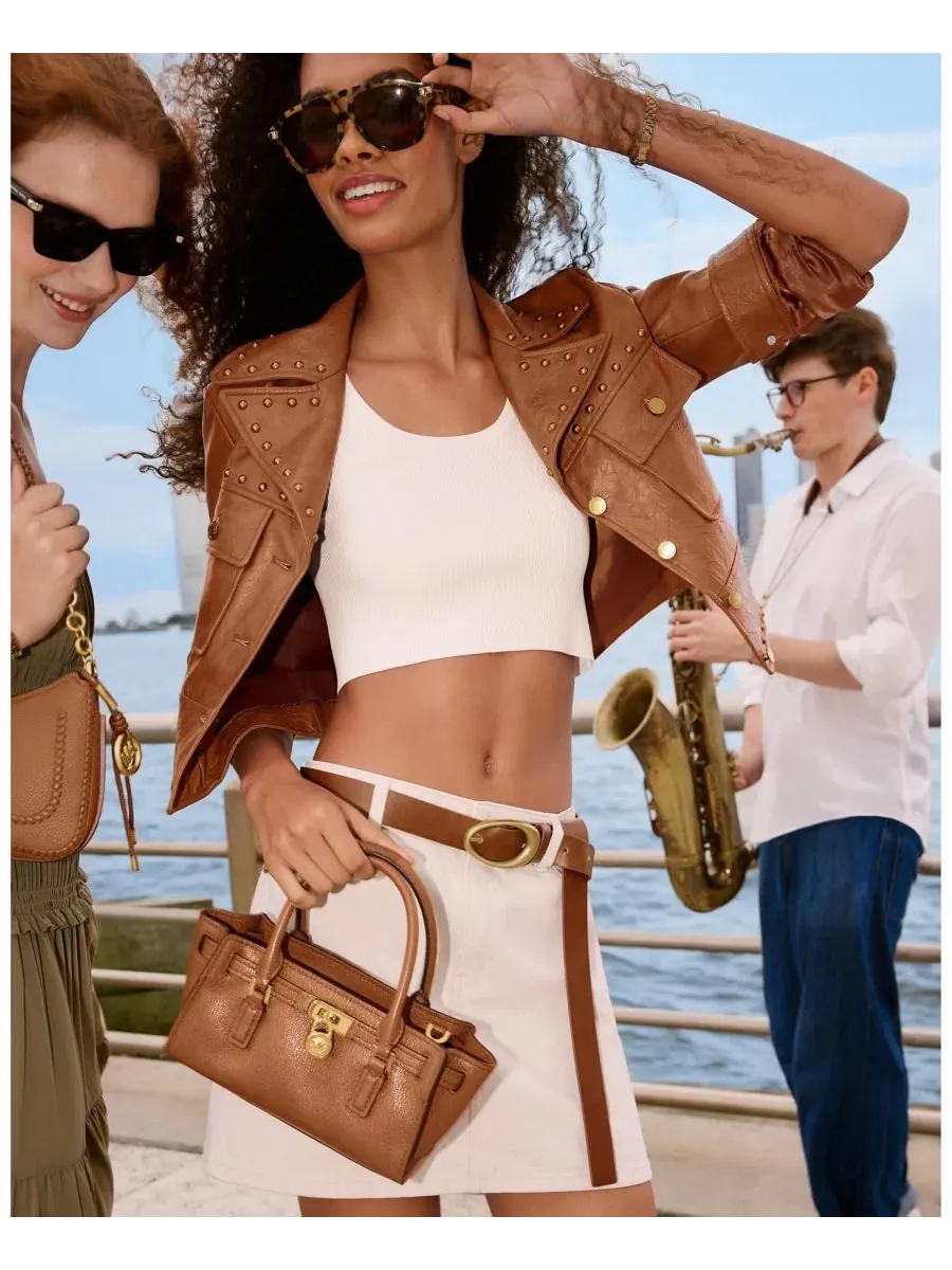 Сумка женская очень малая кросс-боди 100% кожа Michael Kors Hamilton East West — изображение 6 из 6, коричневый