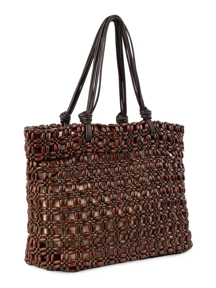 Сумка-тоут большая Raye Bead Sam Edelman — изображение 3 из 7, темный коричневый