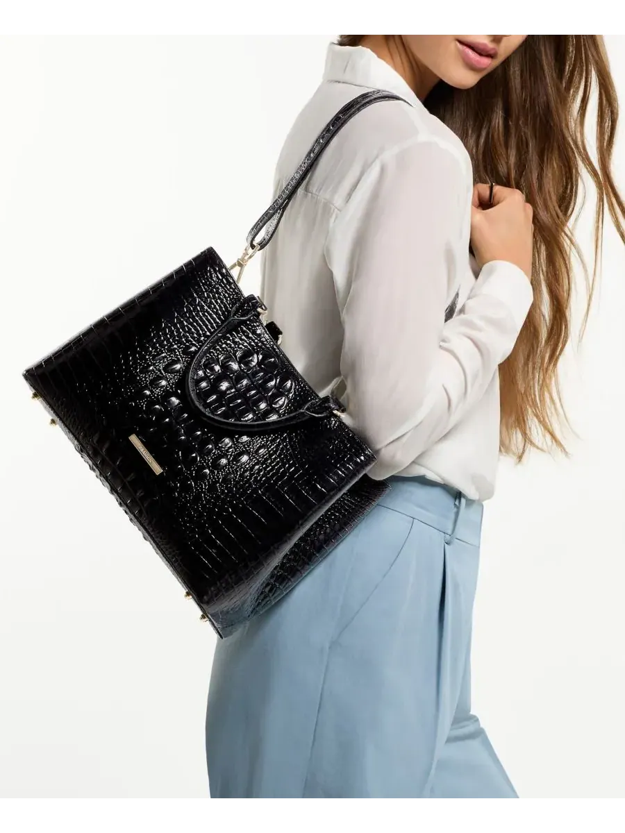 Сумка-мессенджер Denise Medium Melbourne из натуральной кожи Brahmin — изображение 8 из 10, черный