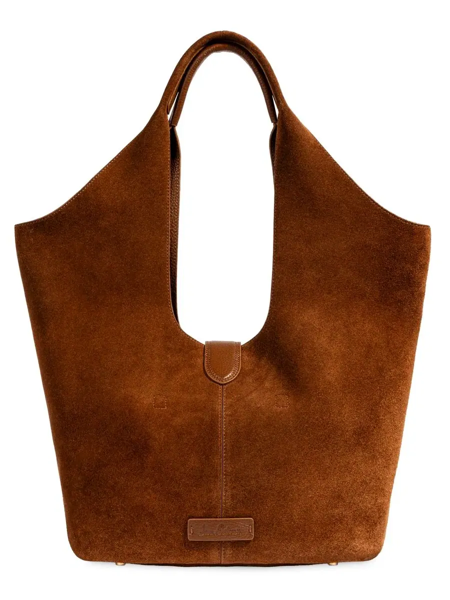 Сумка-шопер Lucy Buckle Medium Tote из кожи Sam Edelman — изображение 2 из 7, темный коньячный