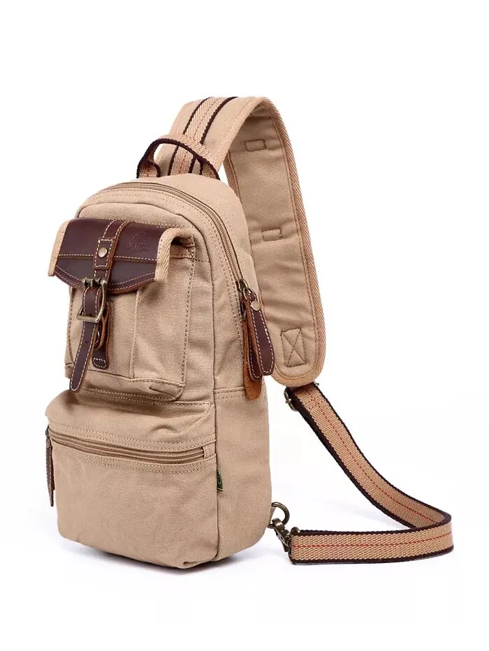 Сумка-слинг Turtle Ridge Canvas TSD BRAND — изображение 5 из 10, верблюжий