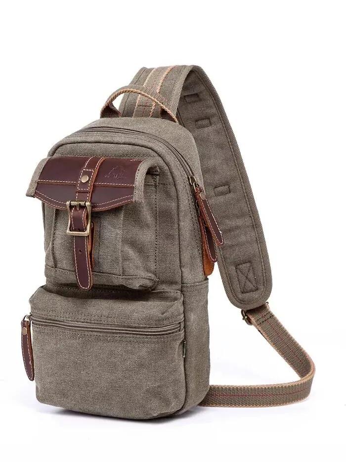 Сумка-слинг Turtle Ridge Canvas TSD BRAND — изображение 4 из 9, оливковый