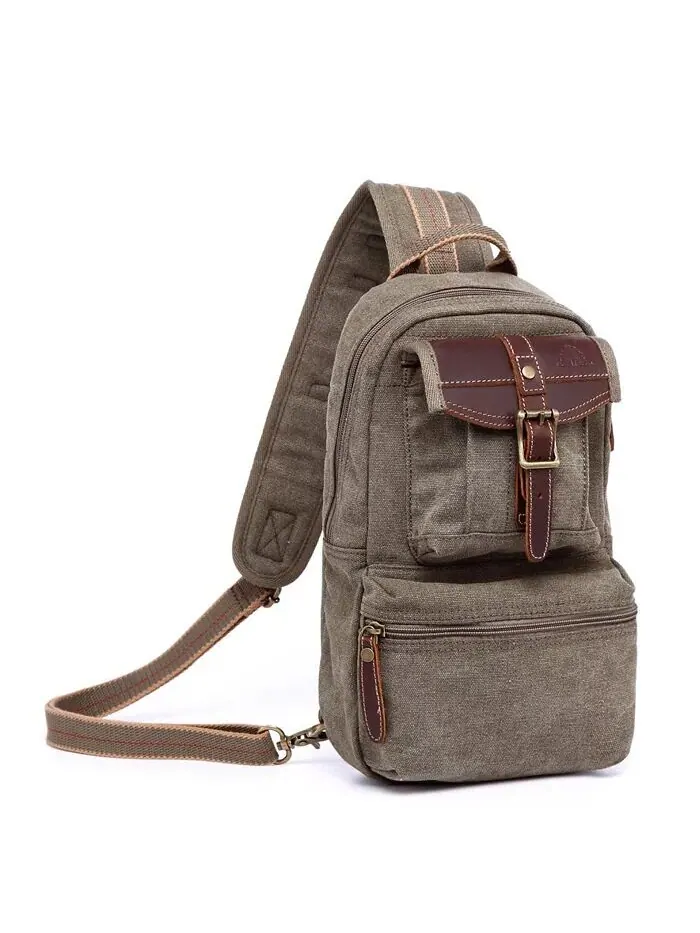 Сумка-слинг Turtle Ridge Canvas TSD BRAND — изображение 5 из 9, оливковый