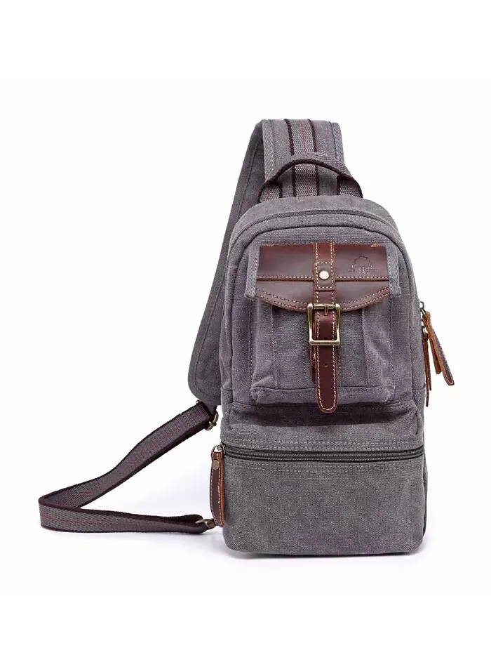 Сумка-слинг Turtle Ridge Canvas TSD BRAND — изображение 1 из 9, серый