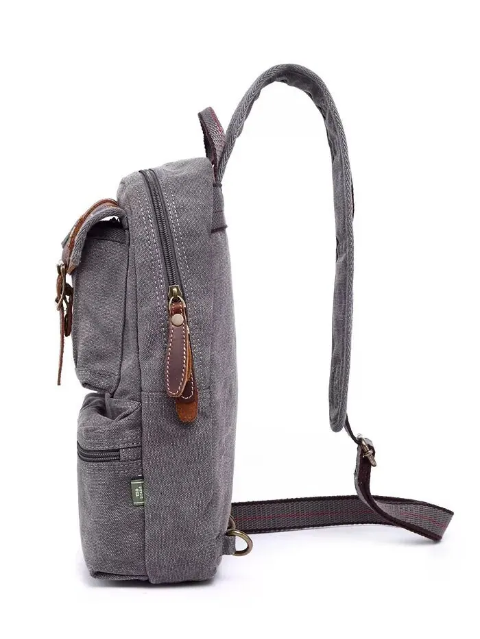 Сумка-слинг Turtle Ridge Canvas TSD BRAND — изображение 3 из 9, серый