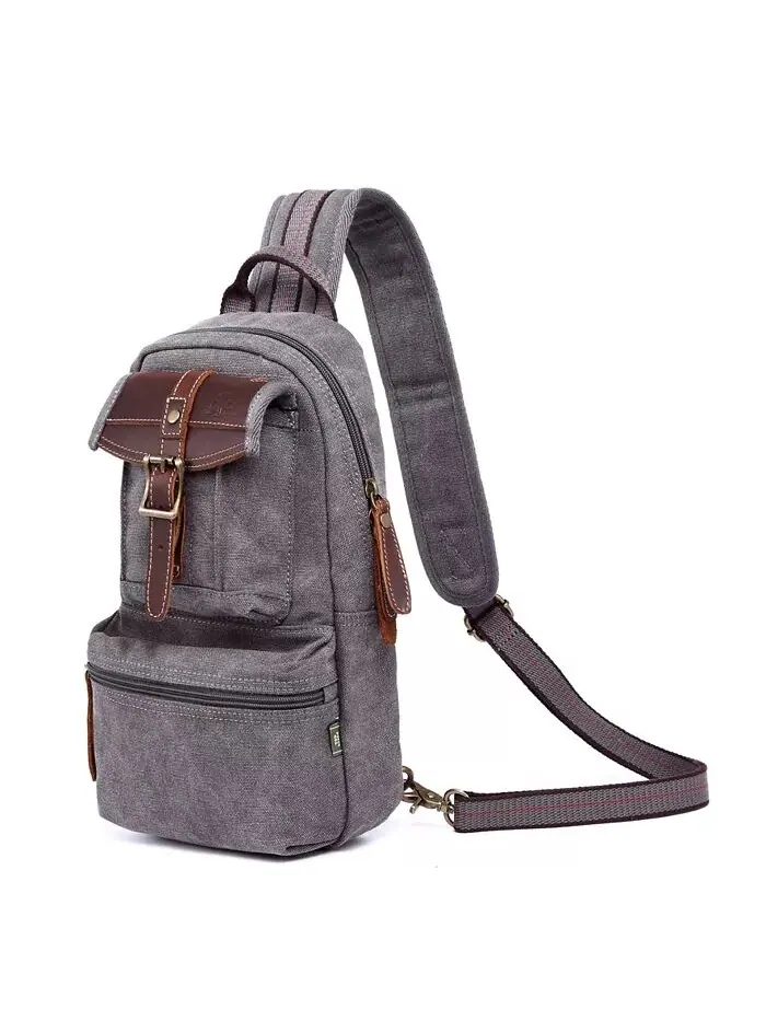 Сумка-слинг Turtle Ridge Canvas TSD BRAND — изображение 4 из 9, серый