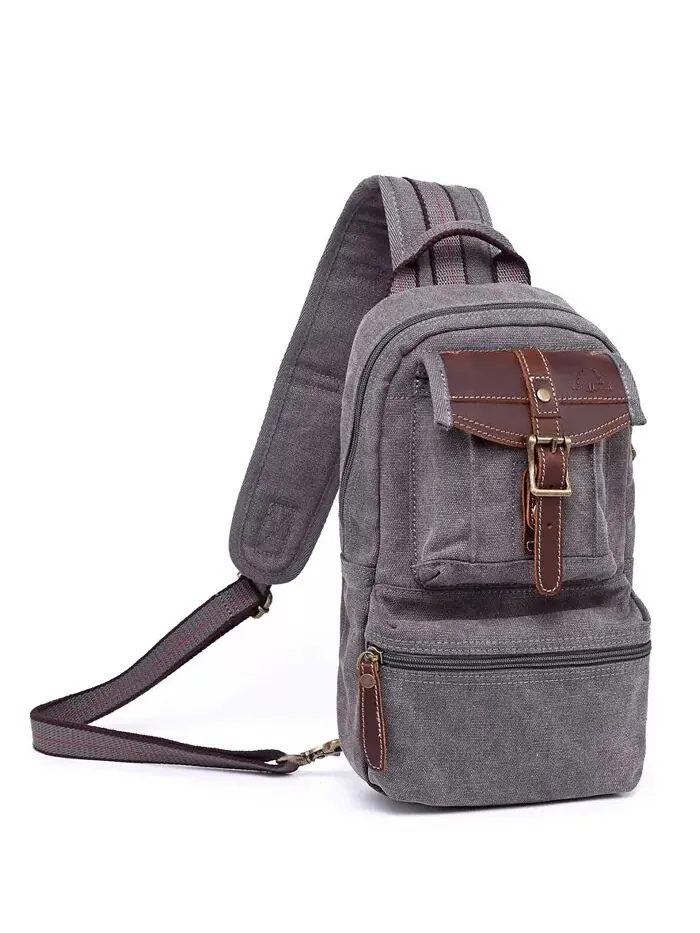 Сумка-слинг Turtle Ridge Canvas TSD BRAND — изображение 5 из 9, серый