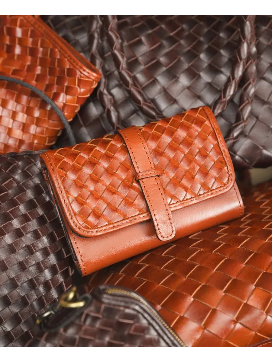 Кошелек Perla Woven Leather из кожи Patricia Nash — изображение 4 из 7, коричневый