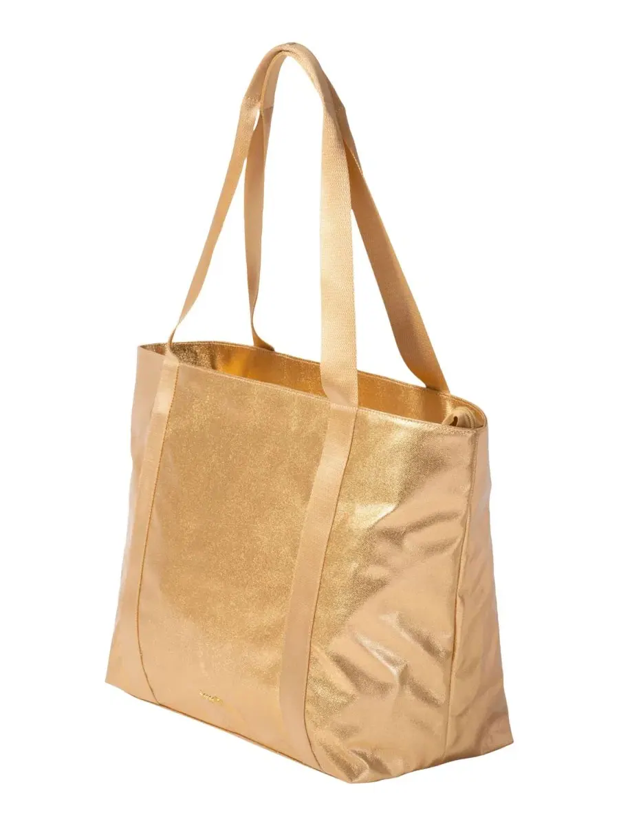 Сумка-тоут с отделением для ноутбука, модель Via Tote Baggallini — изображение 3 из 4, золотистый металлик
