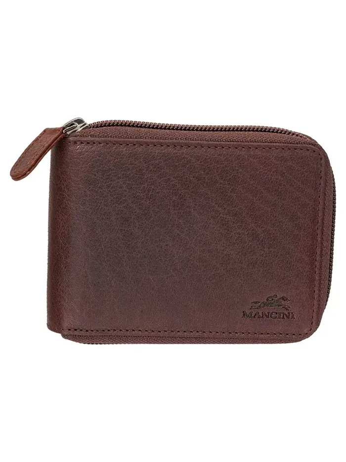 Мужской кошелек Buffalo RFID Secure с молнией и съемным паспортным блоком Mancini — коричневый