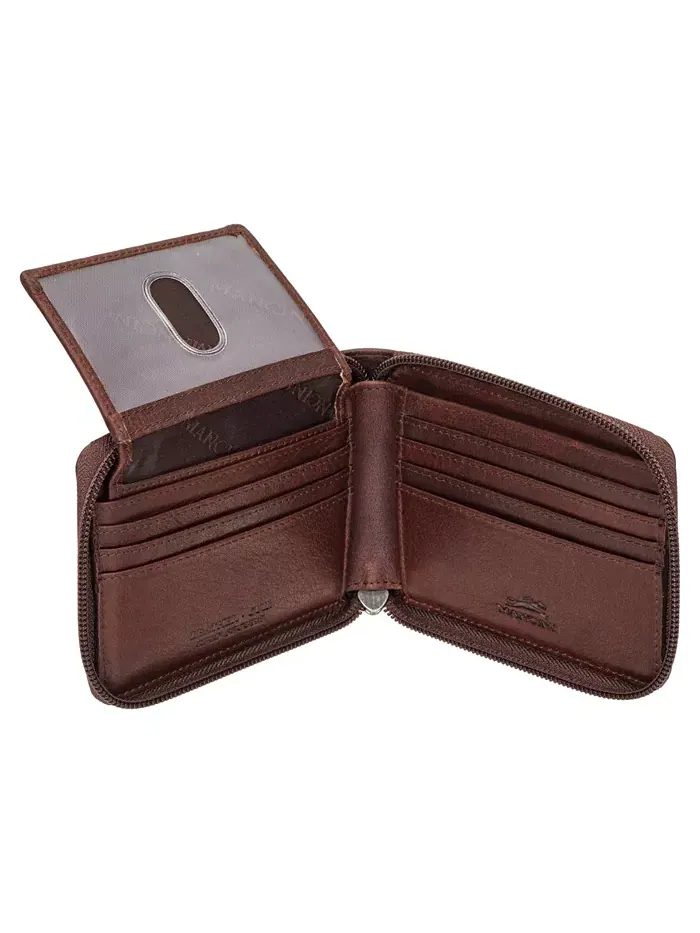 Мужской кошелек Buffalo RFID Secure с молнией и съемным паспортным блоком Mancini — изображение 3 из 6, коричневый