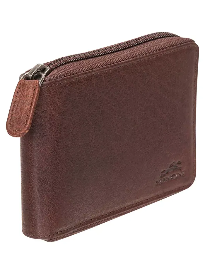 Мужской кошелек Buffalo RFID Secure с молнией и съемным паспортным блоком Mancini — изображение 5 из 6, коричневый
