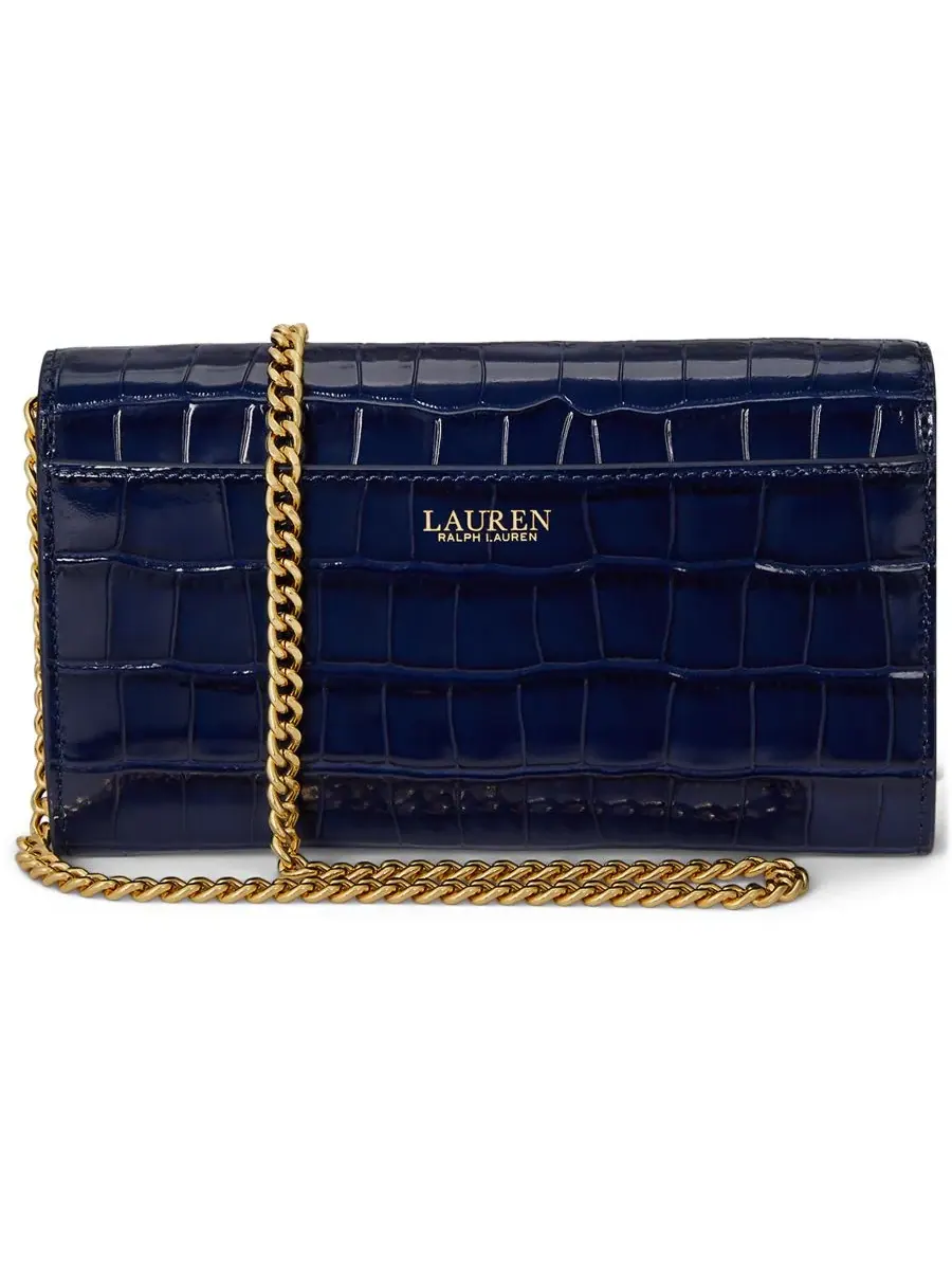 Сумка через плечо Adair II среднего размера с тиснением под крокодила Lauren Ralph Lauren — изображение 5 из 7, темно-синий