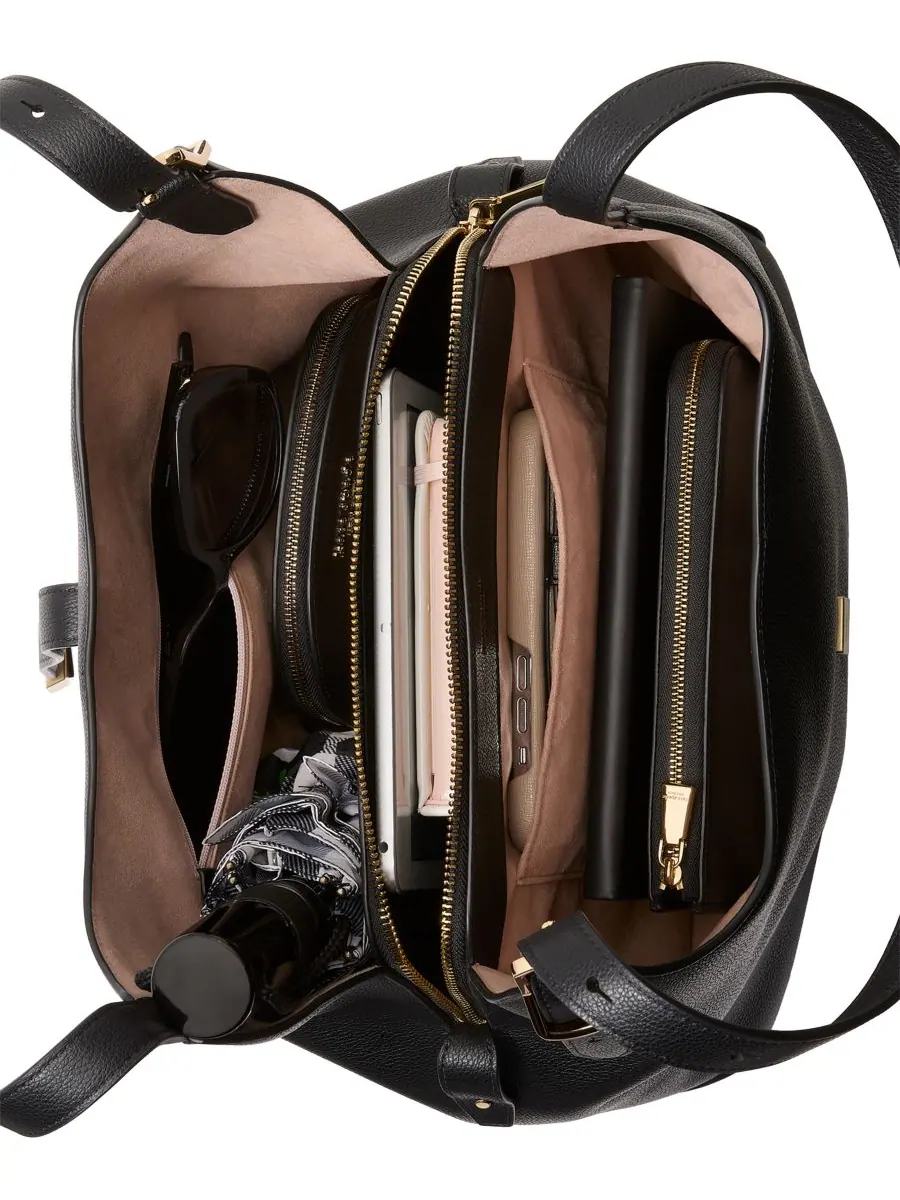 Большая сумка через плечо Deco из зернистой кожи kate spade new york — изображение 4 из 6, черный
