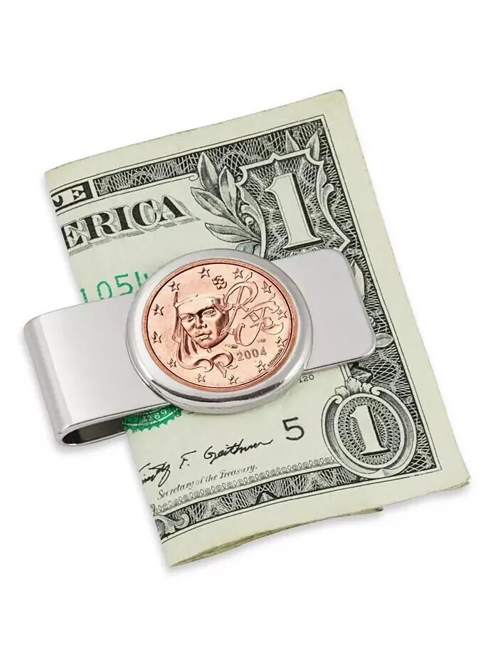Мужской зажим для монет евро в размере пяти центов французской Марианны American Coin Treasures — серебристый