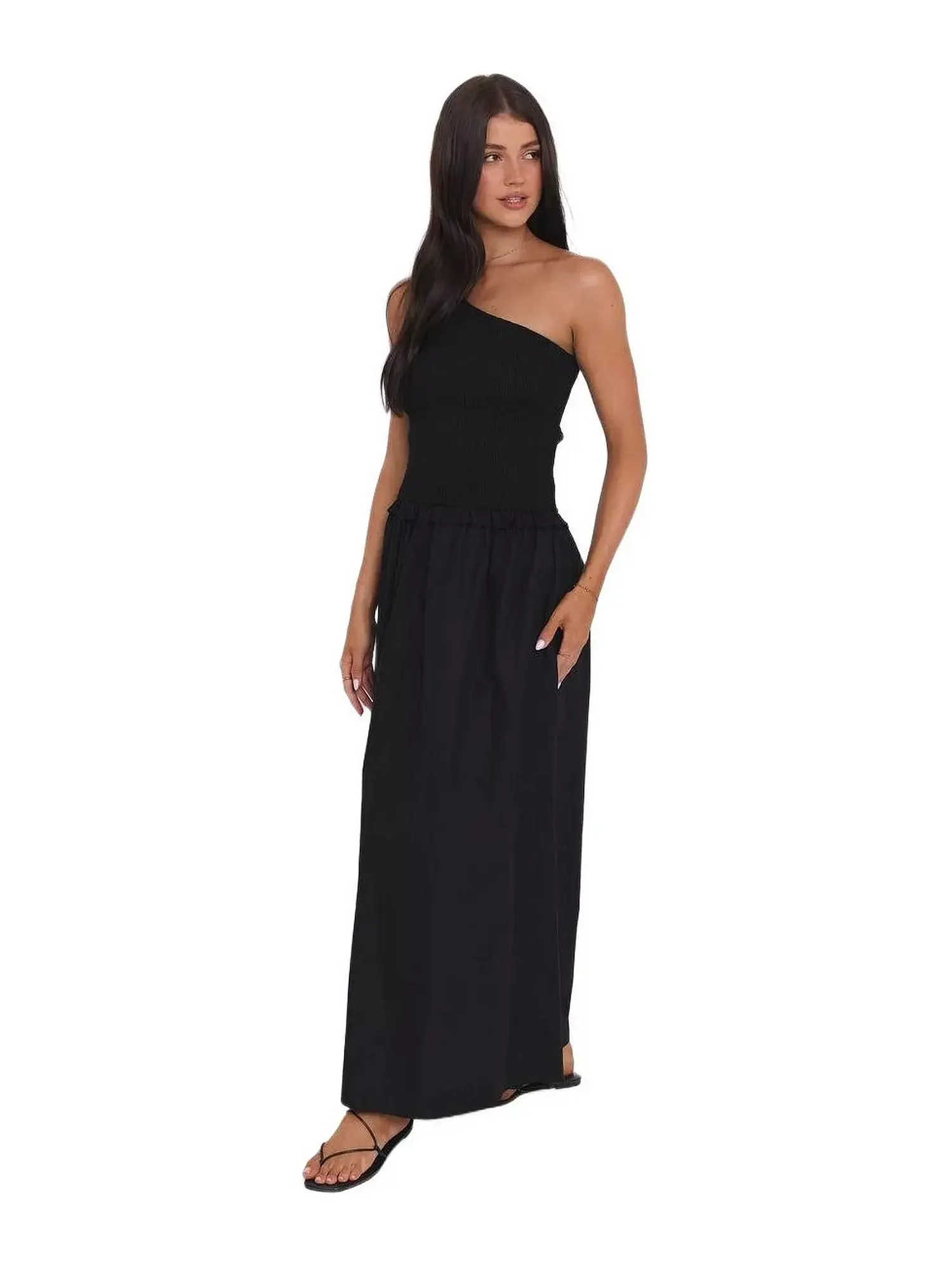 Платье Petal and Pup Myla One Shoulder Maxi — изображение 1 из 3, черный