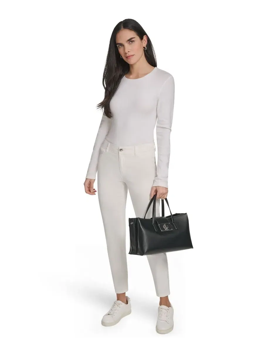 Сумка через плечо Saige Medium Satchel Calvin Klein — изображение 4 из 10, черный/серебристый