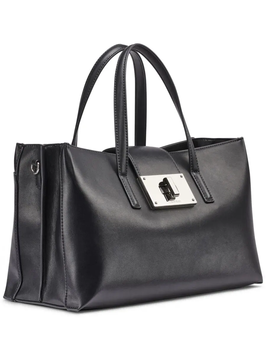 Сумка через плечо Saige Medium Satchel Calvin Klein — изображение 5 из 10, черный/серебристый