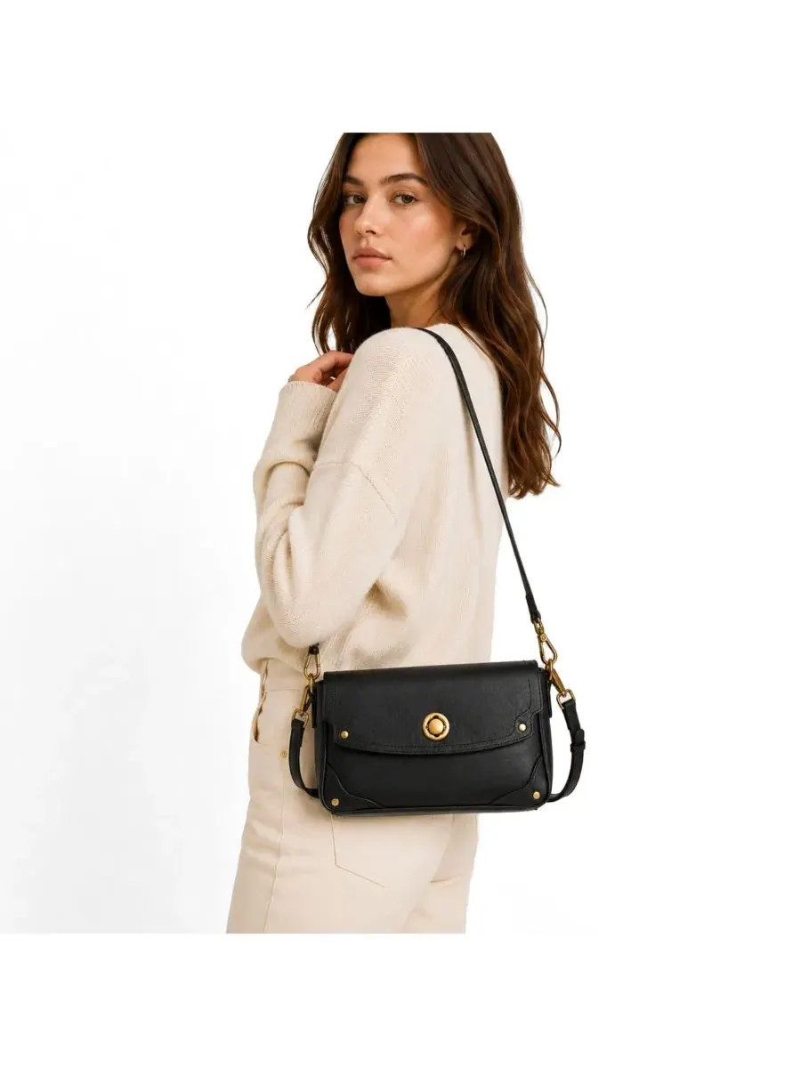 Сумка через плечо Mila с золотой фурнитурой SUSU — изображение 4 из 7, черный/черный/черный