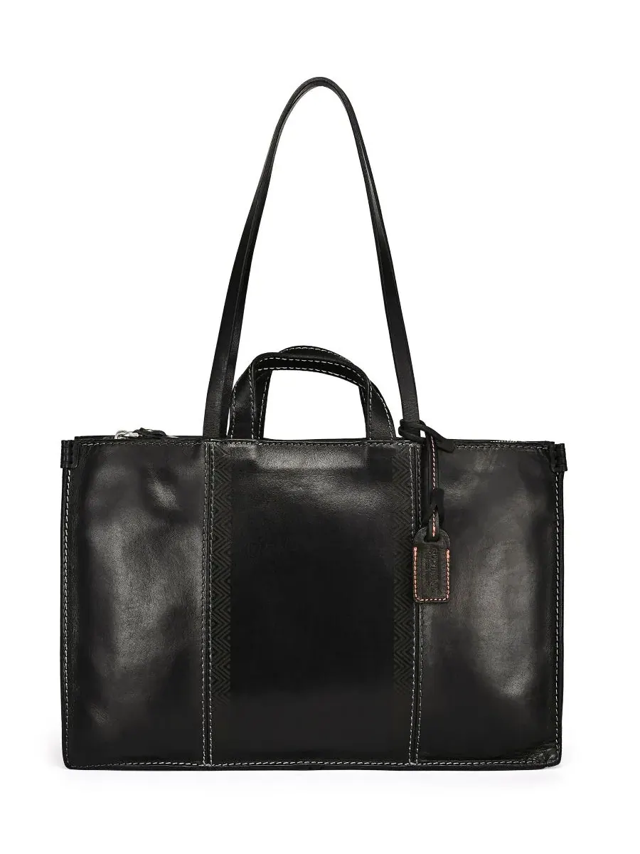 Сумка-шопер из натуральной кожи Freesia Large Top Handle Tote OLD TREND — изображение 1 из 7, черный