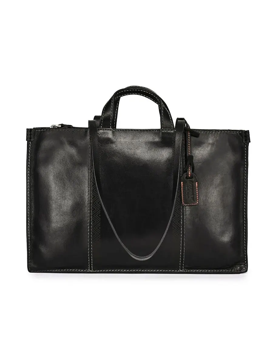 Сумка-шопер из натуральной кожи Freesia Large Top Handle Tote OLD TREND — изображение 2 из 7, черный
