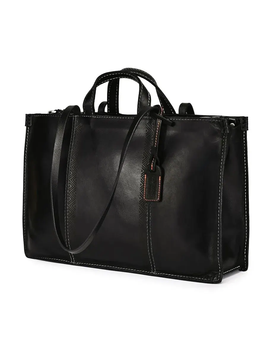 Сумка-шопер из натуральной кожи Freesia Large Top Handle Tote OLD TREND — изображение 3 из 7, черный