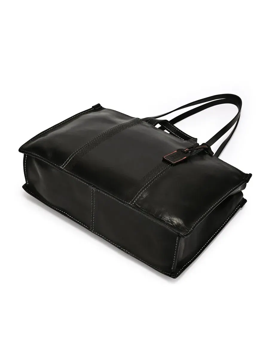 Сумка-шопер из натуральной кожи Freesia Large Top Handle Tote OLD TREND — изображение 5 из 7, черный