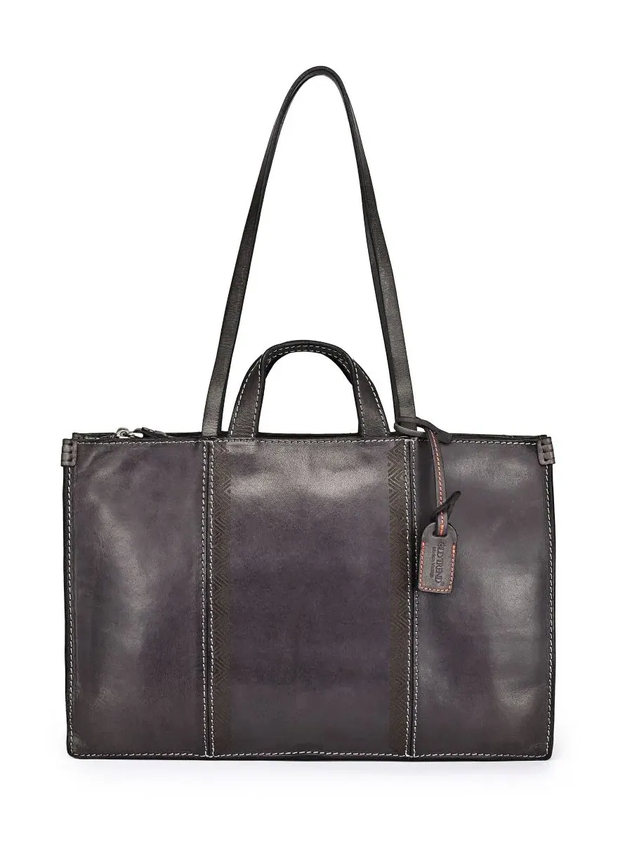 Кожаная сумка-шопер с ручками Freesia Large Top Handle Tote OLD TREND — изображение 1 из 7, серый