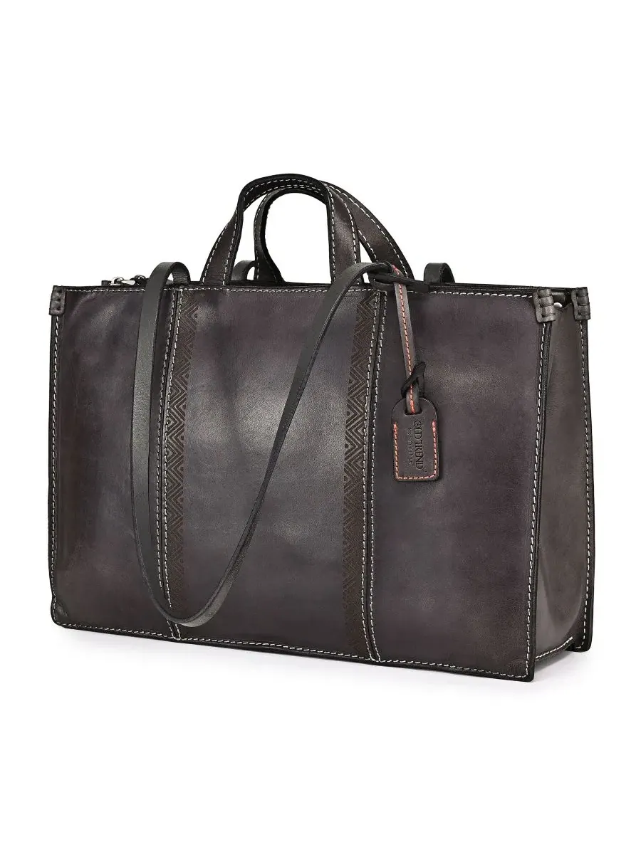 Кожаная сумка-шопер с ручками Freesia Large Top Handle Tote OLD TREND — изображение 3 из 7, серый