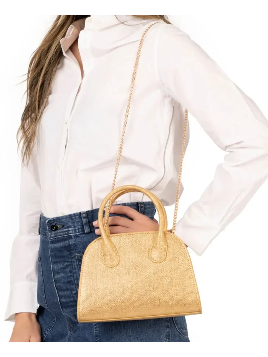 Сумка-мессенджер Yorke Metallic Small Satchel Handbag Nina — изображение 6 из 8, золотистый