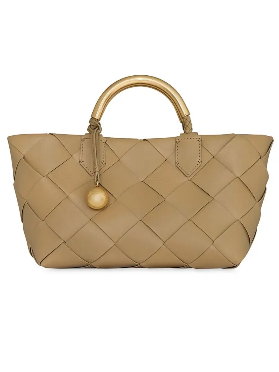 Сумка-тоут средняя из плетеной кожи Frankie Woven Medium Tote Rebecca Minkoff — изображение 1 из 3, кунжутный
